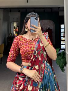 FashionHarbour Traditionnel Shibori Teint Tussar Soie Lehenga Choli avec Ornate Zari Tissage Budget Friendly Wholesale Deal - Product Image 5