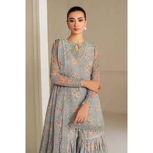 Ensemble de costume en mousseline de soie brodée pour femmes UF-4165 - Product Image 4