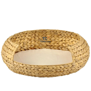 Cheapest Water Hyacinth Cat <b>Bed</b> Dog <b>Bed</b> With <b>Cushion</b> <b>Big</b> Round Woven Basket - Product Image 2