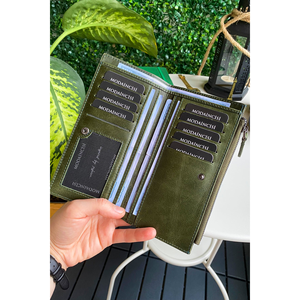 Grand portefeuille en cuir véritable Mannu avec bandeau Produit de qualité supérieure - Product Image 1