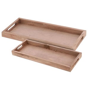 Rustic Elegance Set of 2 Natural Wood Decorative Trays Table Decoration Serving and Display <b>Candles</b> Factory Wholesale Price - Product Image 1