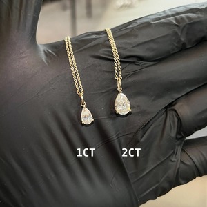 สร้อยคอจี้เพชรทรงลูกแพร์ทรงหรูหรา ระดับ VVS เพชรเลี้ยงในห้องปฏิบัติการ พร้อมตัวเรือนทองคำแท้ 14k สำหรับเป็นของขวัญวันเกิดในราคาประหยัด - Product Image 2