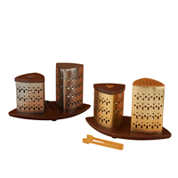 Quemadores de Incienso Árabe Ecológicos Más Vendidos, Bandeja de Metal Grabada con Láser, Tapa de Madera, Regalo de Ramadán y Eid, Medio Oriente