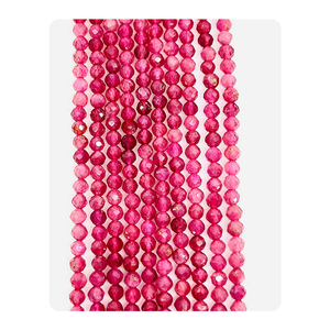 Cuentas facetadas redondas de turmalina rosa para hacer joyas Colección de cuentas de piedra a precio mayorista - Product Image 1