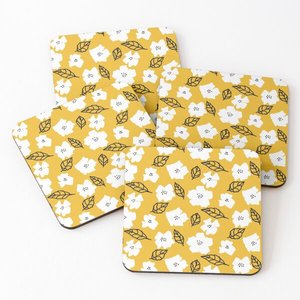 1371 Mango <b>Wood</b>/Acacia <b>Wood</b> Over Printed <b>Tea</b> Serving Coasters 4 Pieces <b>Set</b> - Product Image 5