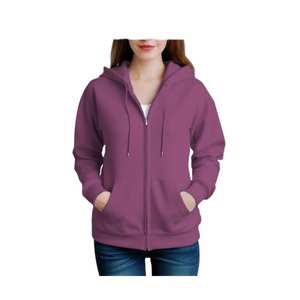 Sudadera con capucha de algodón para mujer con estilo sudadera con cremallera de punto sólido con serigrafía frontal perfecta para la moda de invierno - Product Image 6