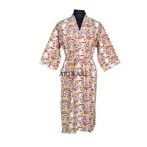 Chaqueta Térmica Vintage, Larga, con Parches Kantha, Kimono Hecho a Mano, Estampado de Bloques de Algodón, Bata de Noche para Damas de Honor - Product Image 1