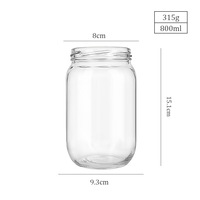 Vente en gros 800ml vide clair rond de qualité alimentaire joint bocal de stockage en verre confiture Sauce conserves de cornichons bocal en verre personnalisé