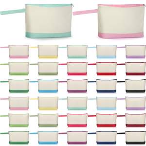 Sacs à cosmétiques réutilisables en toile de coton personnalisés, écologiques, avec fermeture éclair, poignée souple, grande capacité, impression de logo - Product Image 3