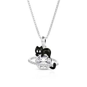Collier pendentif raffiné Jeulia Petland personnalisé Chat Noir Planète avec pierre de naissance - Product Image 1