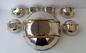 Bol de service en argent de qualité supérieure avec poignée dorée pour les repas quotidiens en famille, le petit-déjeuner, le déjeuner, le dîner, les collations et la salle à manger - Product Image 4