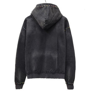 Sudadera con Capucha Personalizada con Logotipo, Fabricante de Chaquetas con Pedrería, Prenda de Algodón con Cierre, Sudadera con Capucha para Hombre con Pedrería - Product Image 5