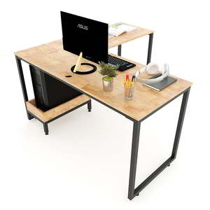 Escritorio de Computadora en Forma de L de 140x140cm, Madera de Caucho, Patas de Hierro, Requiere Ensamblaje, Categoría de Producto: Escritorios de Computadora, Modelo COD68046 - Product Image 2