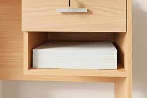 Bureau d'étude et d'écriture Essence Factory Sale WT301, couleur hêtre, mobilier scolaire, bureau d'étudiant avec tiroir, démontable, surface en PU, MDF 15 mm - Product Image 4