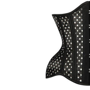 <b>CORSETS</b> Black and White Polka Dot Print Curvy <b>Underbust</b> Waist Slimming Satin Bustier <b>Corset</b> Manufacturer From Pakistan - Product Image 4