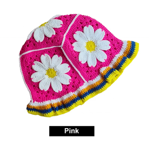 Sombrero de Pescador Verde Tejido con Flores de Margarita para Adultos, Accesorio Casual de Ganchillo para Mujer, Ideal para Viajes, Ciclismo, Festivales y Playa - Product Image 3