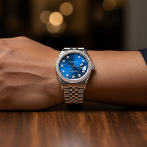 PJ <b>Mens</b> Quartz Fashion Moissanite <b>Watch</b> Blue Dial Diamond Bezel Jubilee <b>Bracelet</b> Pave Setting Custom Logo Wholesale Private - Product Image 6