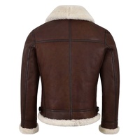 Veste d'aviateur en cuir marron pour homme, nouvelle veste en fausse fourrure blanche Style pilote Vintage