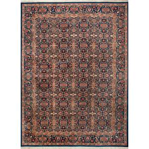 Tapis en laine noués à la main Aalam Blue Pae-5217 9x12, tapis rectangulaires floraux en patchwork pour la maison, pour adolescents, modèle US-Jaipur-Rugs - Product Image 1