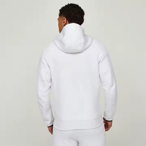 Conjuntos de dos piezas de algodón 100% para hombre, pantalones acampanados de invierno y sudadera con cremallera, ropa de entrenamiento transpirable para correr para adultos - Product Image 2