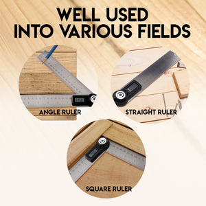 2 en 1 Regla de ángulo de acero inoxidable electrónico de 400mm Transportador digital Buscador de ángulo de 360 grados - Product Image 2