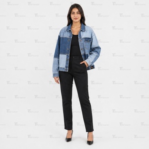 Chaqueta vaquera para mujer al por mayor, chaqueta vaquera personalizada, chaqueta informal oversize de moda, abrigo vaquero corto vintage de algodón, fabricación. - Product Image 5