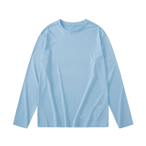 Gran oferta 2025 camisetas para hombre 100% algodón de manga larga Camiseta de gimnasio patrón sólido personalizado sublimación camiseta teñida Lisa para hombre - Product Image 3