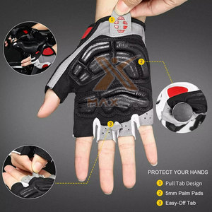 Gants de cyclisme en cuir et spandex à demi-doigts, sangle de poignet réglable, légers, antidérapants, matériau durable, ajustement confortable, unisexe - Product Image 5