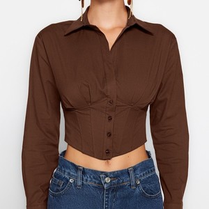 Débardeur femme été 100% qualité supérieure, nouveau style corset, col rabattu, coton tissé, logo personnalisé, service OEM - Product Image 6