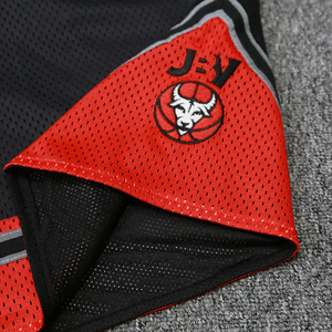 Short de basket-ball noir personnalisé avec logo brodé respirant maille tricotée taille élastique anti-rides caractéristique fermeture à glissière - Product Image 5