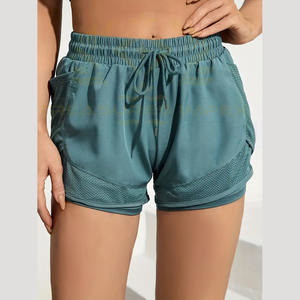 Pantalones cortos de gimnasio para mujer, pantalones cortos de entrenamiento para correr, 100% poliéster, cintura alta, transpirables, cintura elástica, pantalones cortos deportivos de Yoga para mujer - Product Image 3