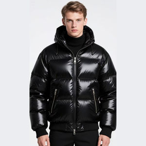 Doudounes brillantes, manteau d'hiver imperméable, capuche épaissie et brillante, veste personnalisée en duvet d'oie pour hommes, vente en gros pour hommes - Product Image 3