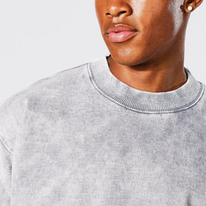Sweatshirts délavés à l'acide pour hommes sur mesure 100% coton éponge française Blank Plain Streetwear O-Neck Sweatshirts à épaules tombantes pour hommes - Product Image 4
