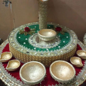 2025 Mehndi mariage Thaal pour assiettes cadeaux panier fait maison plateau de mariage Top vente Mehndi décoration panier OEM entretenu - Product Image 1