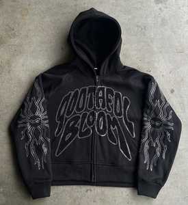 เสื้อฮู้ดดี้สตรีทแวร์ทรงครอปสองชั้น ลวดลายทำสีแบบ Acid Wash ตัดเย็บแบบ Distressed พร้อมโลโก้/ดีไซน์ตามสั่ง สำหรับผู้ชาย - Product Image 3