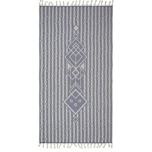 Serviette turque Downtown en tissu éponge, jacquard tribal, bleu marine, 36x66 pouces - Product Image 2