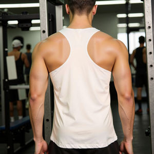 Camiseta sin Mangas para Hombre al por Mayor, Logotipo Personalizado, Poliéster, para Gimnasio, Estilo Y, Camiseta Deportiva - Product Image 3