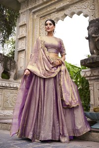 Elegant <b>Gold</b> Lace Embellished Pastel Lehenga Choli for Festive Party Outfits Trending Dreamy Fashion - Product Image 4