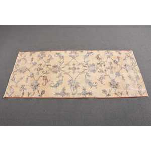 Turkish Rug 2.1x4.9 ft Small Rug <b>Brown</b> Southwestern <b>Wool</b> Eco-Friendly Patchwork Latex Backing Medium Pile Vintage Rug - Product Image 2