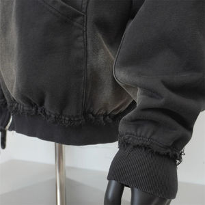 Sweat-shirt vintage personnalisé de haute qualité 100% coton, lavage à l'acide, épaules tombantes, double fermeture éclair, pour hommes - Product Image 5