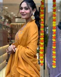 Indian & Pakistani <b>Women's</b> Viscose Chanderi Embroidery Kurti Printed Work Salwar Suit with Quick Dry Feature for <b>Party</b> Occasions - Product Image 5