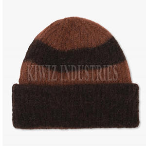Venta al por mayor Unisex All Over Print Winter Beanie Sombreros Logotipo personalizado de punto Puffed Mohair Beanie Sombreros - Product Image 1