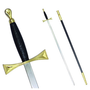 Épée maçonnique, poignée en or noir et fourreau noir, prise en main solide, meilleure option avec étui en cuir, épée pour les amateurs d'épées et les francs-maçons - Product Image 1