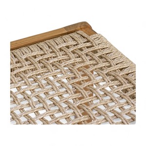 Chaise de jardin moderne tout temps en bois de teck Double corde d'osier Assemblage facile Salle à manger extérieure Meubles de patio pour Villa Salon - Product Image 5