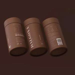 Boîte d'emballage en papier kraft pour cylindre de chocolat, design personnalisé, écologique, pour grains de café, poudre de matcha, thé en feuilles - Product Image 1