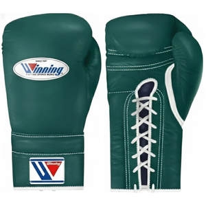 Winning <b>Lace</b> Up Boxing Gloves Dark Green Genuine Leather Professional Fight Training Sparring Gloves Handmade Quality 8oz 10oz - Product Image 1