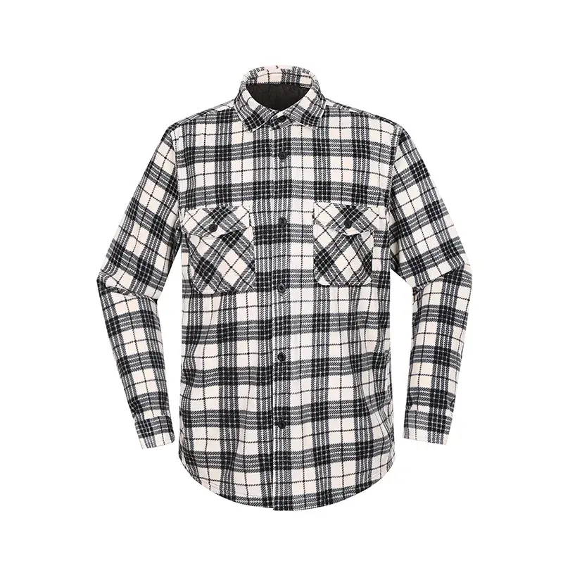 High quality factory workwear uniform outdoor autumn customized unisex cotton long sleeves fleece flannel shirts