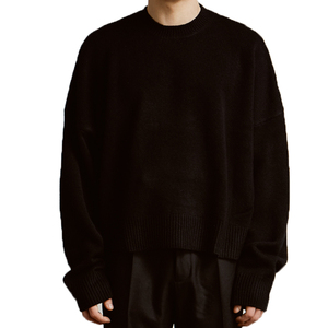 Pull en tricot chaud respirant et surdimensionné pour hommes, pulls ras du cou en laine d'agneau anti-rides pour l'hiver 2026 - Product Image 4