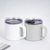 Mug à café premium de 14 oz avec poignée, tasse en acier inoxydable isolée sous vide, garde les boissons chaudes ou froides, anti-fuite, sans BPA, idéal pour les voyages