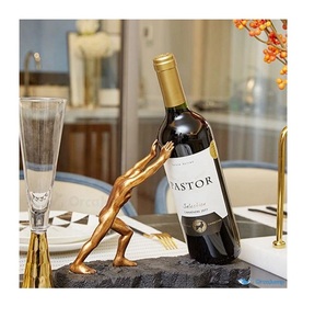 Porte-bouteille de vin en métal avec dessus de table décoratif de fantaisie Porte-bouteille de vin double renard debout pour seau à glace Support de porte-bouteille de vin - Product Image 5